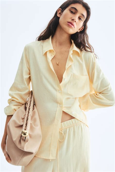Women's Light yellow Linen-blend shirt | H&M IN