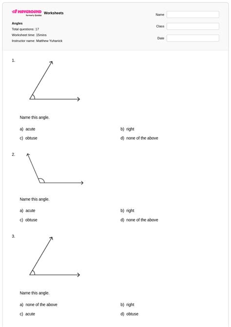 50+ Angles worksheets for Class 6 on Wayground | Free & Printable
