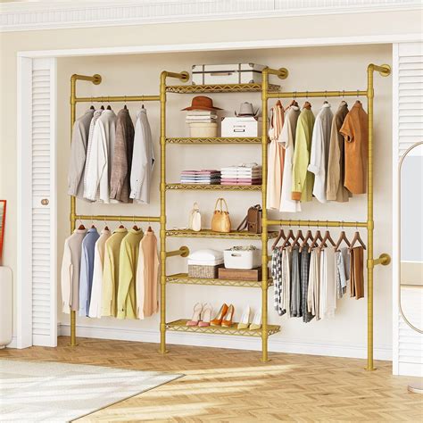 H3 Wall Mounted Closet System, Expandable Pipe Clothes Rack Clothing ...