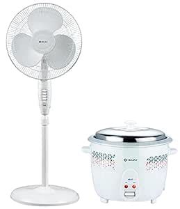 Buy Bajaj Esteem 400 mm Pedestal Fan (White) RCX 1.8 DLX Rice Cooker, 1 ...