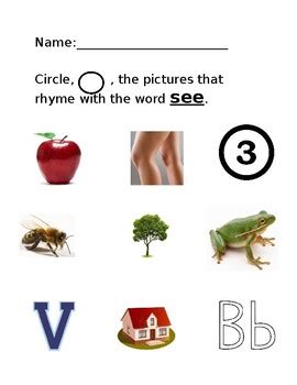 Rhyming Words - Rhyme with "see" by Kelly Mizell | TpT