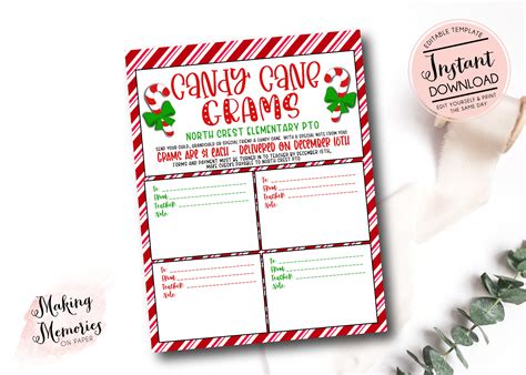 Holiday Grams Printable