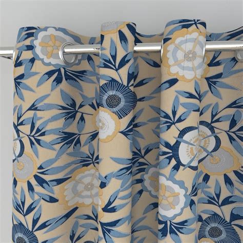 Buy Saddle Blue Printed Cotton Door Curtain - 110x270cm from Home ...