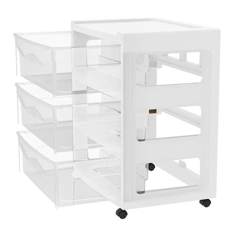 3-Drawer Cart Wide, White