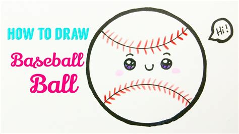 HOW TO DRAW BASEBALL BALL ⚾ | Easy & Cute Baseball Ball Drawing ...