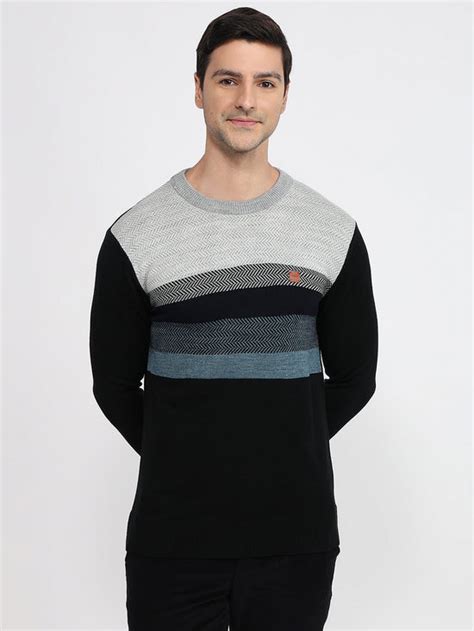 Colorplus Men Grey Jacquard Regular Fit Acrylic Sweatshirt – MyRaymond