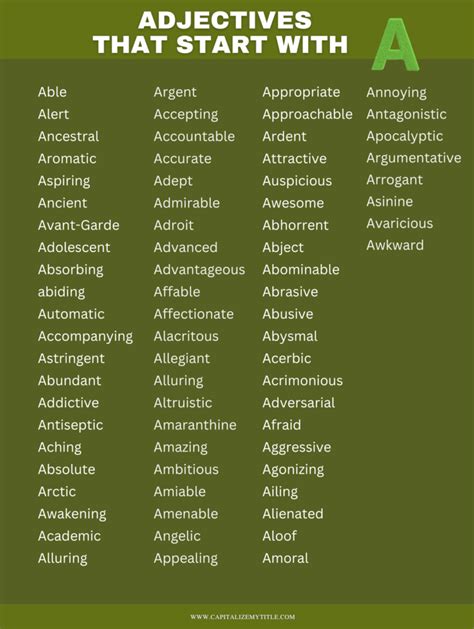 Adjective For Letter A With Meaning at Spencer Maconochie blog