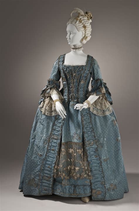 Robe a la française, England, silk plain weave (faille) with silk and ...