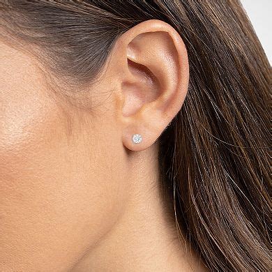 Brilliance Fine Silver Plated Cubic Zirconia Stud Earrings & Script ...