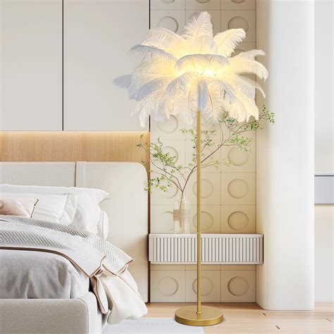 rzoizwko Feather Lamp, Ostrich Feather Floor Lamp for Living Room,160cm ...