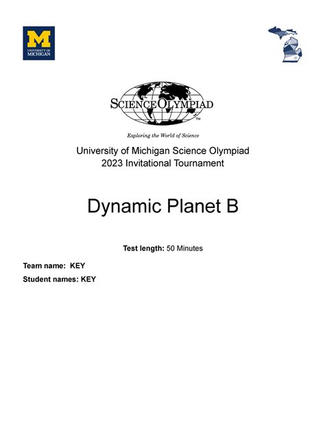 UMSO 2023 Dynamic Planet B KEY-1 - University of Michigan Science ...