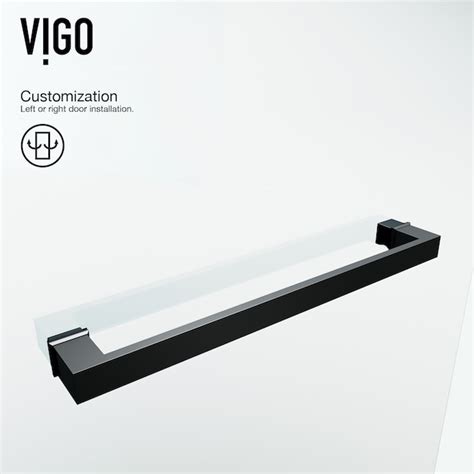 VIGO Rialto Matte Black 34-in W x 58-in H Frameless Hinged Bathtub Door ...