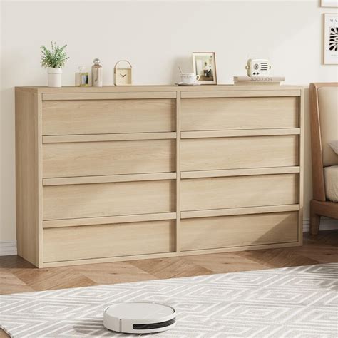 Qeetex 8 Drawer Dresser for Bedroom Modern Wooden Double Dresser ...