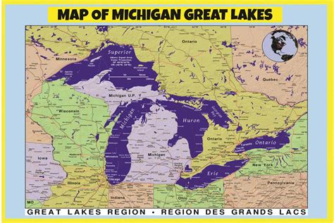Printable Great Lakes Region Map Geographical Map Of The Great Lakes