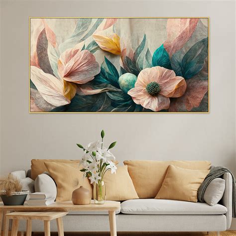 Luxurious Pink Flowers Floating Framed Canvas Wall Painting – Dekorstation