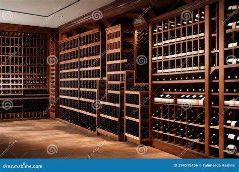 A Well-organized Wine Cellar with Rows of Wooden Wine Racks Showcasing ...