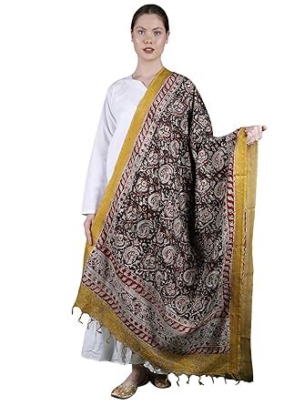 Buy Exotic India Forest-River Kalamkari Dupatta from Telangana with ...