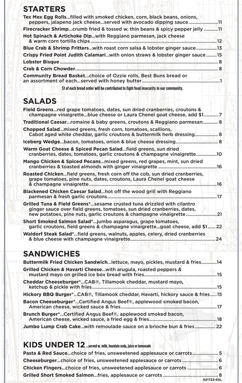 Artie's menu in Fairfax, Virginia, USA