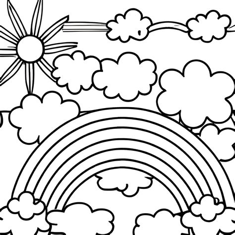 Rainbow And Clouds Coloring Page