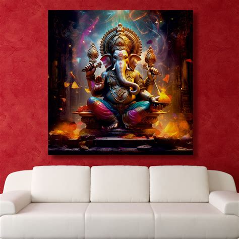 Divine Blessings: Lord Ganesha Canvas Painting for Home and Office ...