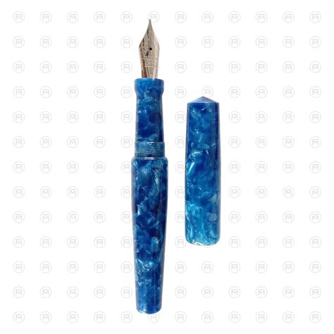 Ranga Abhimanyu Premium Acrylic Fountain Pen, Blue Cracked Ice - Steel ...