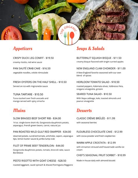 Image result for Fine Dining Menu Examples