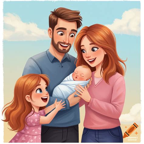 A joyful family welcoming a newborn baby. on Craiyon