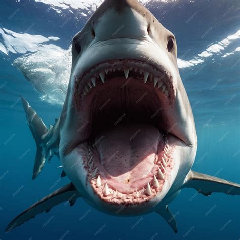A shark with its mouth open and the mouth open | Premium AI-generated image