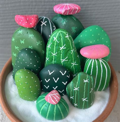 Diy Painted Rock Cactus Garden