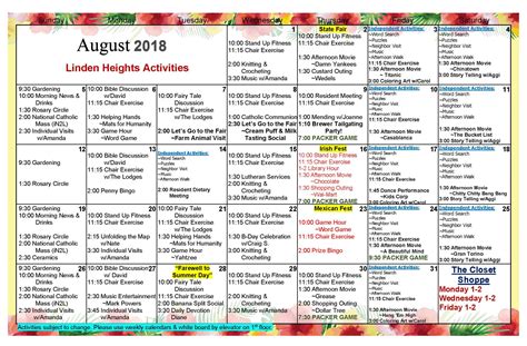 New Ideas Calendar - Sample Printable | Assisted living activities ...
