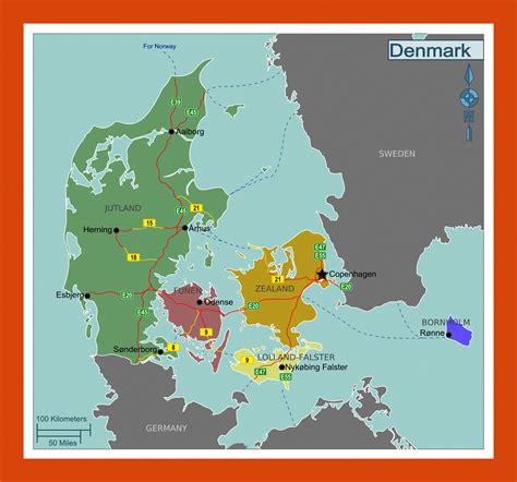 Regions map of Denmark | Maps of Denmark | Maps of Europe | GIF map ...