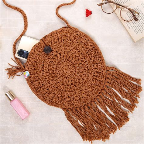 Handmade Crochet Boho Bags - Brown - 10166 – Magic Needles
