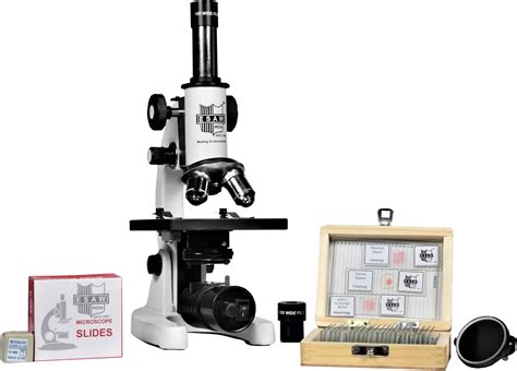 ESAW Student Compound Biological Microscope with 25 Prepared Glass ...