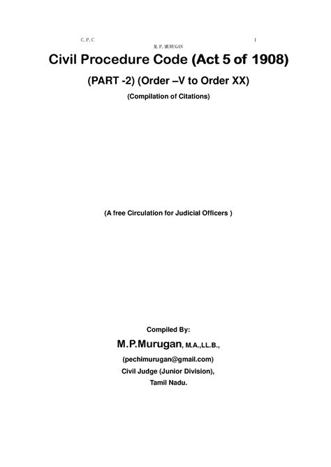 CPC - Citation - Part 2 - C.P 1 M.P Civil Procedure CodeCivil Procedure ...