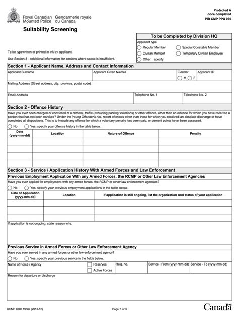 2013 Form Canada RCMP GRC 1980e - Blank Fillable Template | Fill Out ...