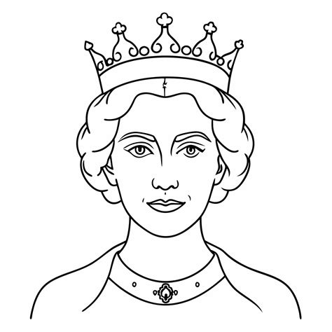 Queen outlined clip art to coloring book page for kids on white ...