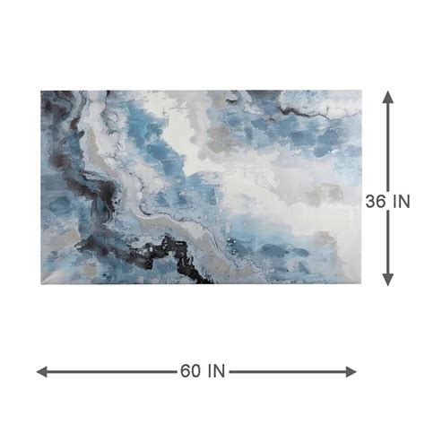 Grey & Blue Abstract Canvas Wall Art, 60x36