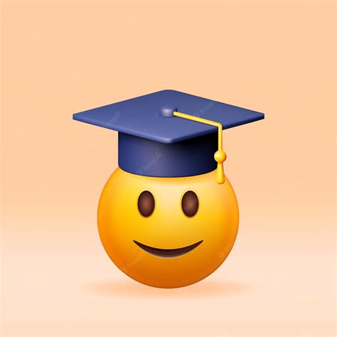 Premium Vector | 3D Happy Smiling Emoticon in Graduate Cap