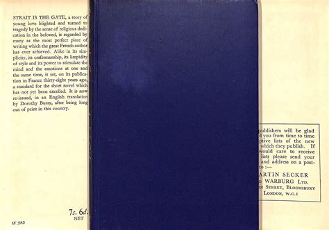 "Strait Is The Gate" 1948 GIDE, Andre