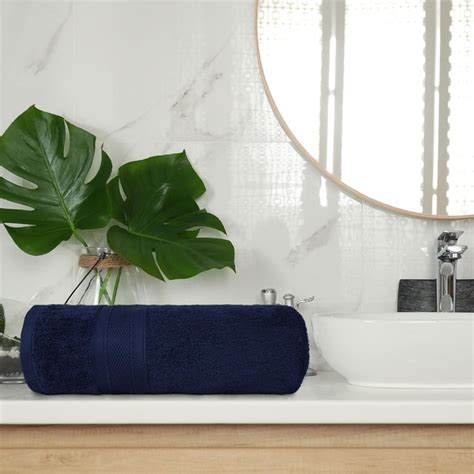 Buy TRIDENT Soft and Plush Navy Blue Solid Cotton Bath Towel - 76x137 ...