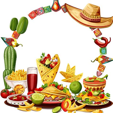 Mexico Symbols Frame Mexican Food And Sombrero, Mexican, Mexico, Food ...