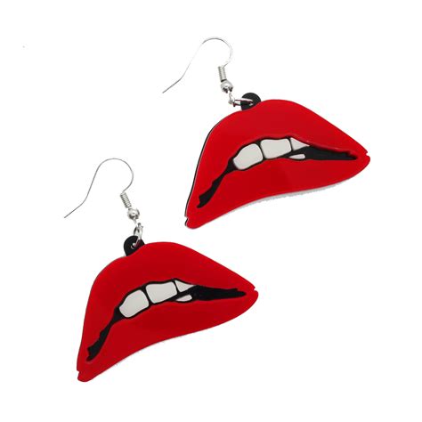 Rocky Horror Red Biting Lips Statement Dangle Earrings – It's Just So You