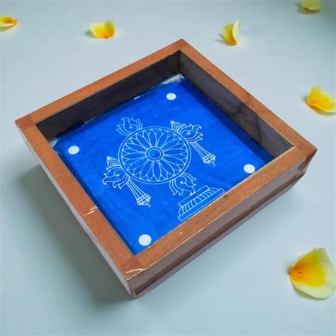 Rangly Chakra Kolam Rangoli Stencil Wooden 5 × 5 Inches Pack of 1 Piec
