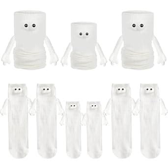 Buy JarThenaAMCS 3 Pairs Magnetic Holding Hands Socks White Hand in ...