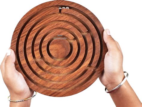 Buy SILVER INTERNATIONAL Handcrafted Mazeball Game Wooden Labyrinth ...