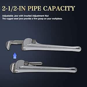 SOMOLOTO 18-inch Heavy Duty Aluminum Straight Pipe Wrench, 2-1/2-Inch ...