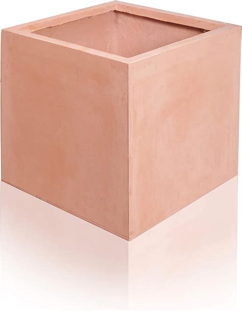 Buy Primrose Outdoor Fibrecotta Terracotta Cube Garden Planter Pots ...