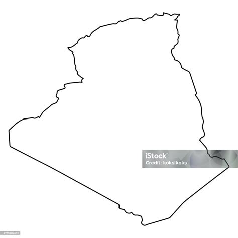 Outline Map Of Algeria North African Country Stock Illustration - Download Image Now - Africa ...