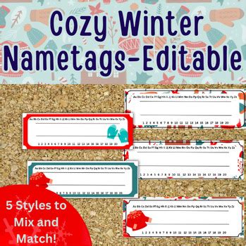 Editable Cozy Winter Name Tags For Students by That Reading Diva