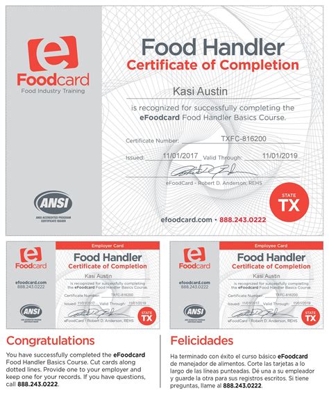 Food Handler Card | Employees card, Certificate of completion, Customer ...
